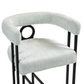 Coolmore Bar Stools Set Of 2, Modern Bar Stool With Back, Black Metal Frames, Upholstered Bar Stools For Kitchen Island, Pub, Club Beige Chenille Beige Foam Chenille