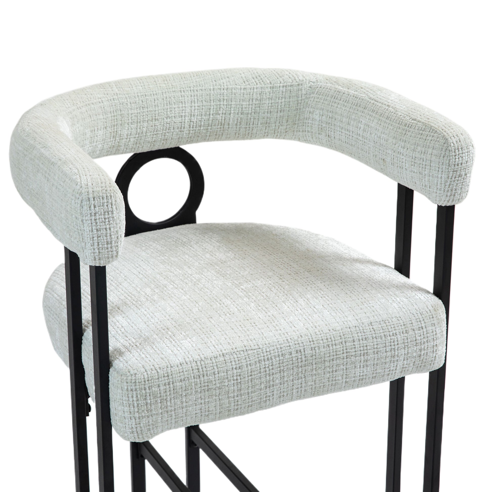 Coolmore Bar Stools Set Of 2, Modern Bar Stool With Back, Black Metal Frames, Upholstered Bar Stools For Kitchen Island, Pub, Club Beige Chenille Beige Foam Chenille