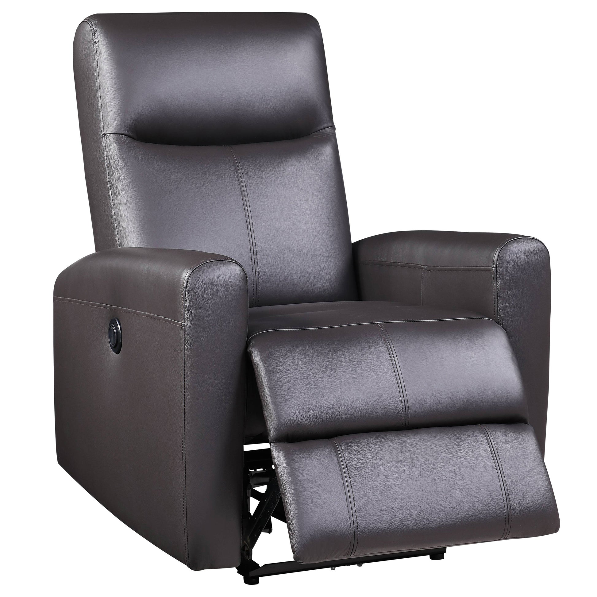 Brown Power Recliner With Square Armrest Brown Primary Living Space Tight Back Contemporary Square Arms Wood Metal