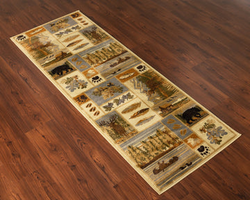 Woodland Gc Rst5101 Multi 2 Ft. 7 In. X 7 Ft. 3 In. Lodge Area Rug Cream Polypropylene