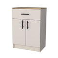 Ivory And Natural Oak 2 Door Kitchen Pantry With 1 Drawer Oak Particle Board Melamine