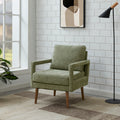 Mid Century Armchairaccent Chair With Chenille Armrest & Soft Cushion For Living Room, Bedroom, Home Office, Study, Forest Green Green Foam Wood Fabric
