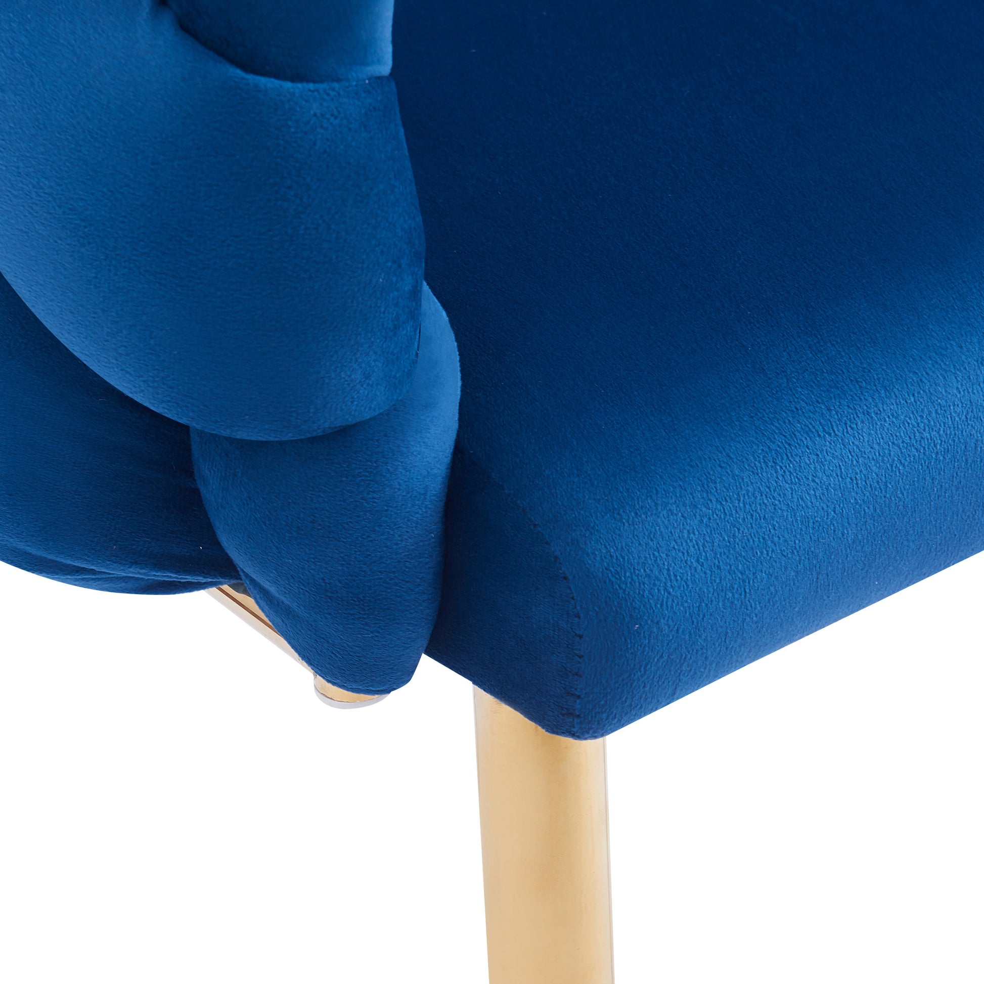 Set Of 2 Luxury Handmade Accent Chair With Gold Legs, Modern Velvet Armchair For Living Room And Bedroom Blue Foam Velvet