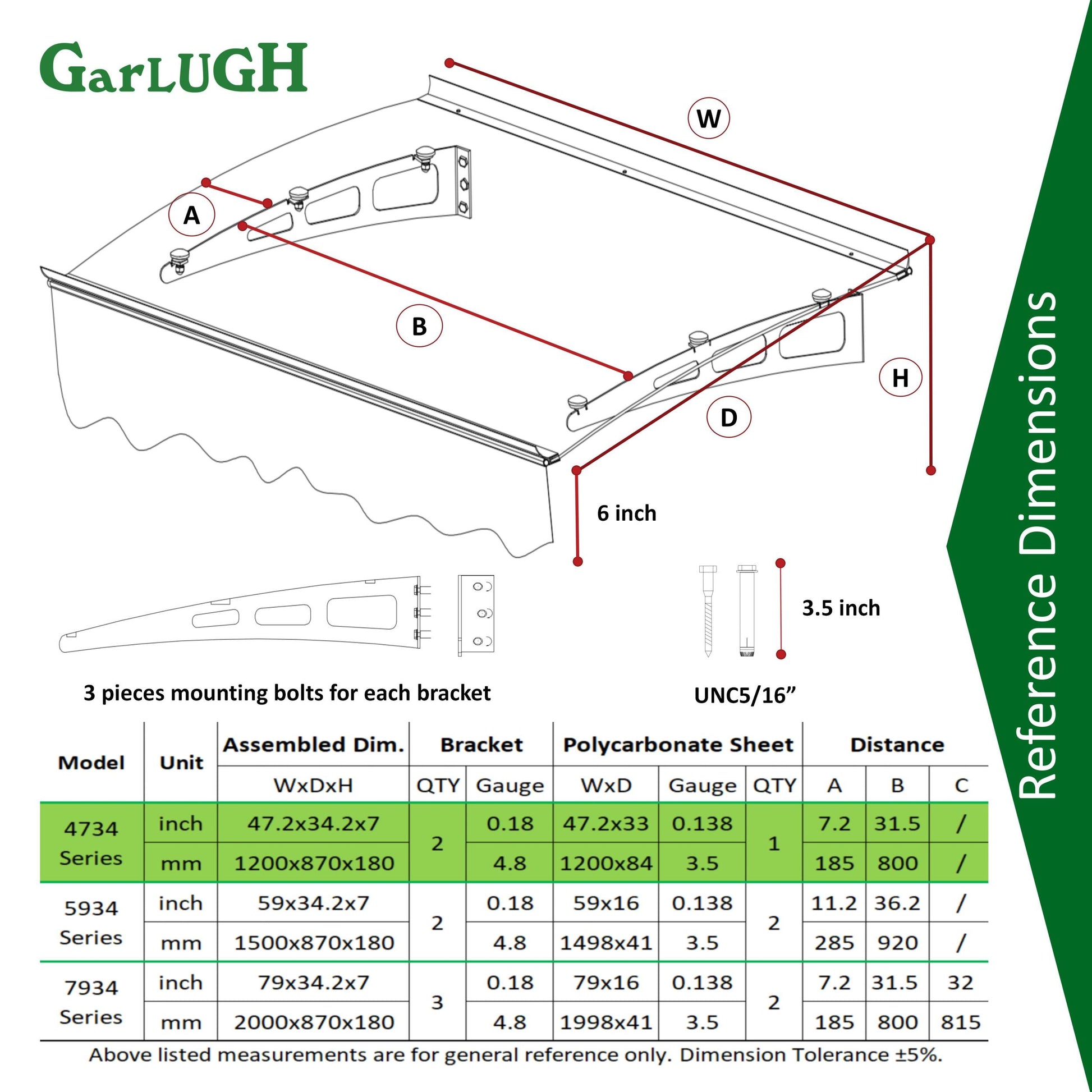 Garlugh Da4734W Series Door Window Awning Made Of 0.137 Inch Thick Crystal Solid Polycarbonate Sheet And Aluminum Alloywith Valance In Size Of 47" Wide X 34" Deep For Wooden Wall House Brown Roof Brown Diamond Square No Foundation Needed None Garden &