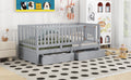 Twin Size Wood Daybed With Fence Guardrails And 2 Drawers, Split Into Independent Floor Bed & Daybed, Gray Old Sku :Lp000881Aae Twin Gray Solid Wood Mdf