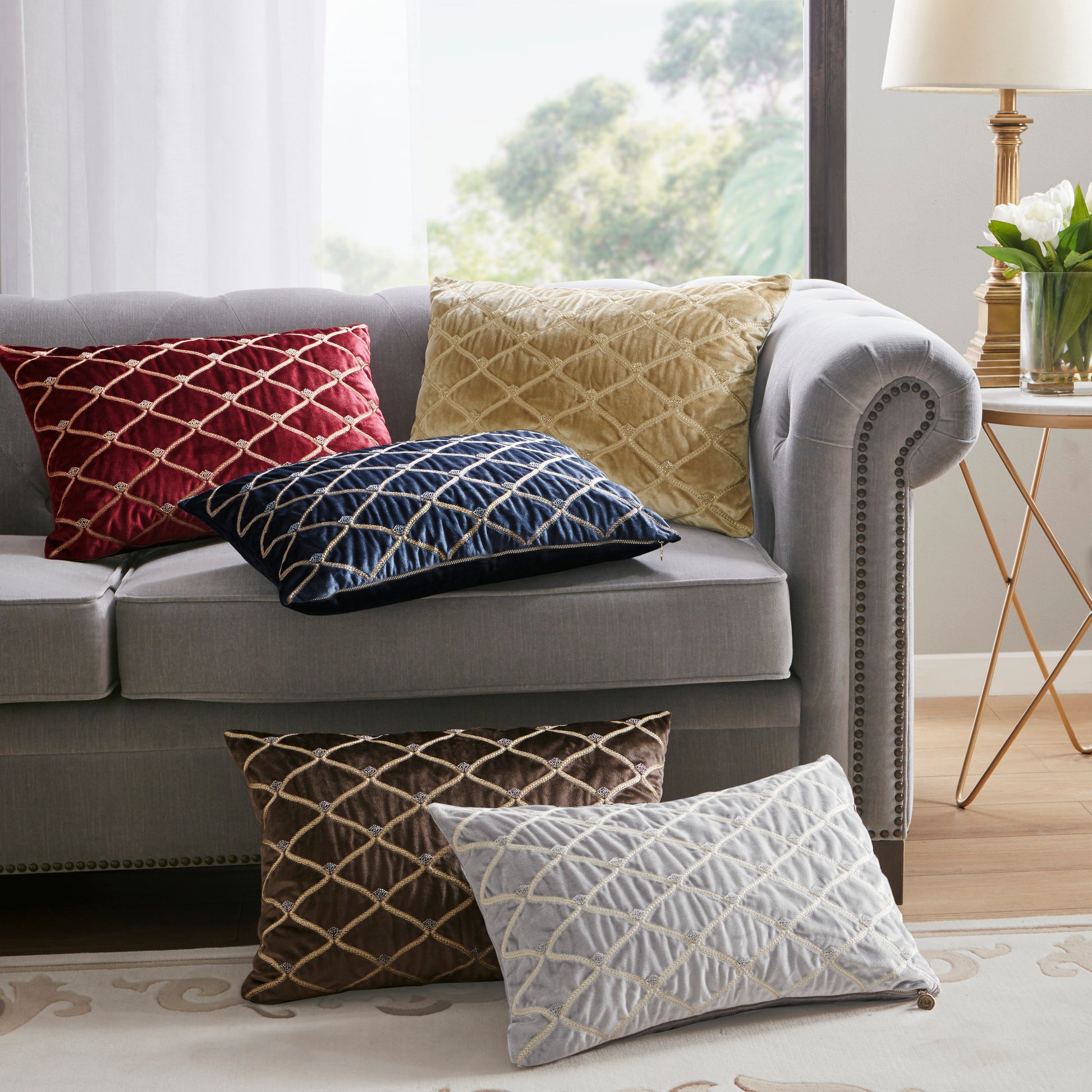 Oblong Decor Pillow Gold 22X15" Gold Cotton