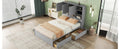 Queen Size Platform Bed With Storage Headboard And 4 Drawers, Gray Box Spring Not Required Queen Gray Wood Bedroom Bed Frame Solid Wood Mdf