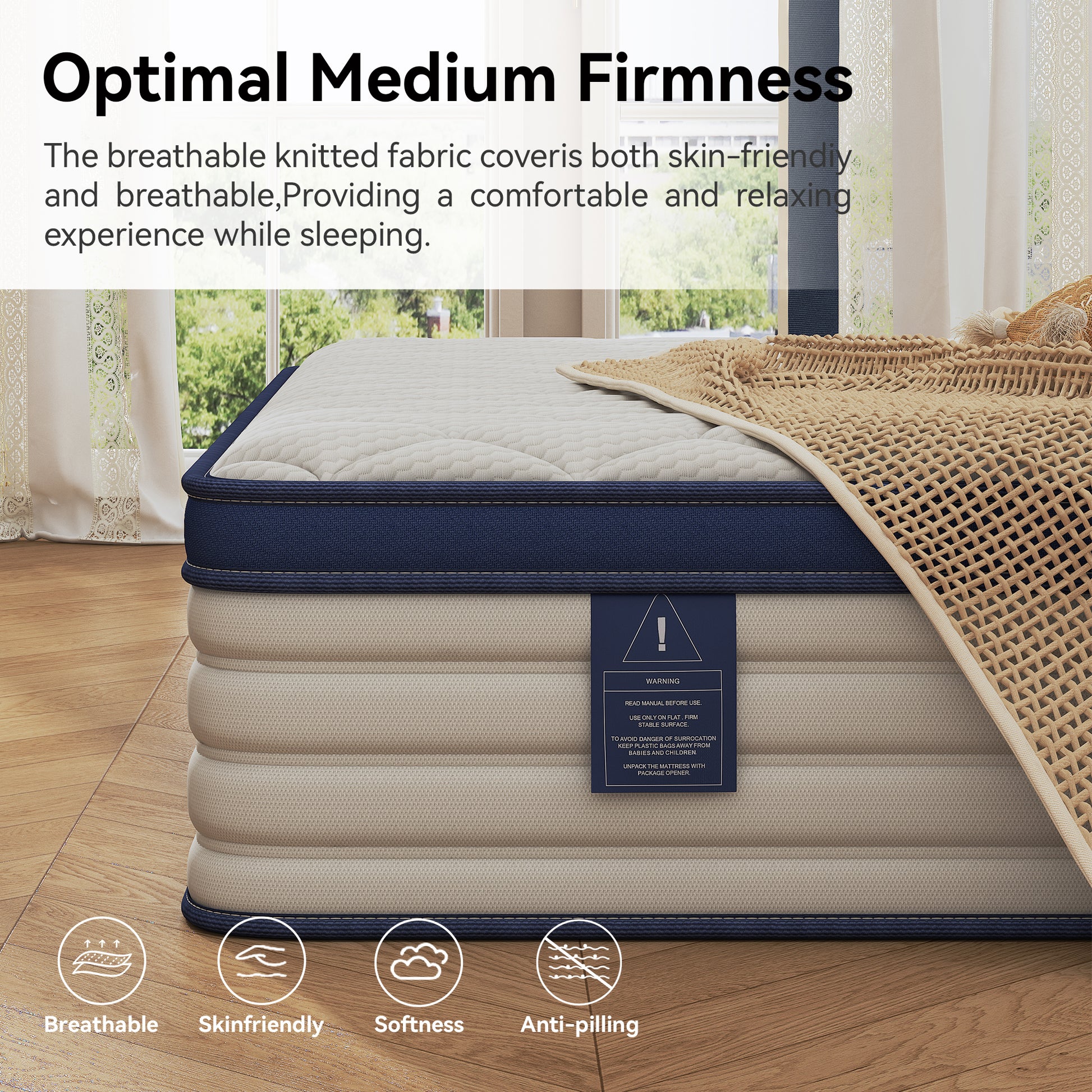 Mattress Home Mattress Bedroom Mattress Double Mattress Gel Memory Cotton Mattress Full Size Mattress Roll Pack Compression Mattress Box Mattress White Blue Foam Spring Queen