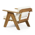 Outdoor Acacia Wood Club Chairs With Cushions Set Of 2 , Teak Finish Beige, 30.75