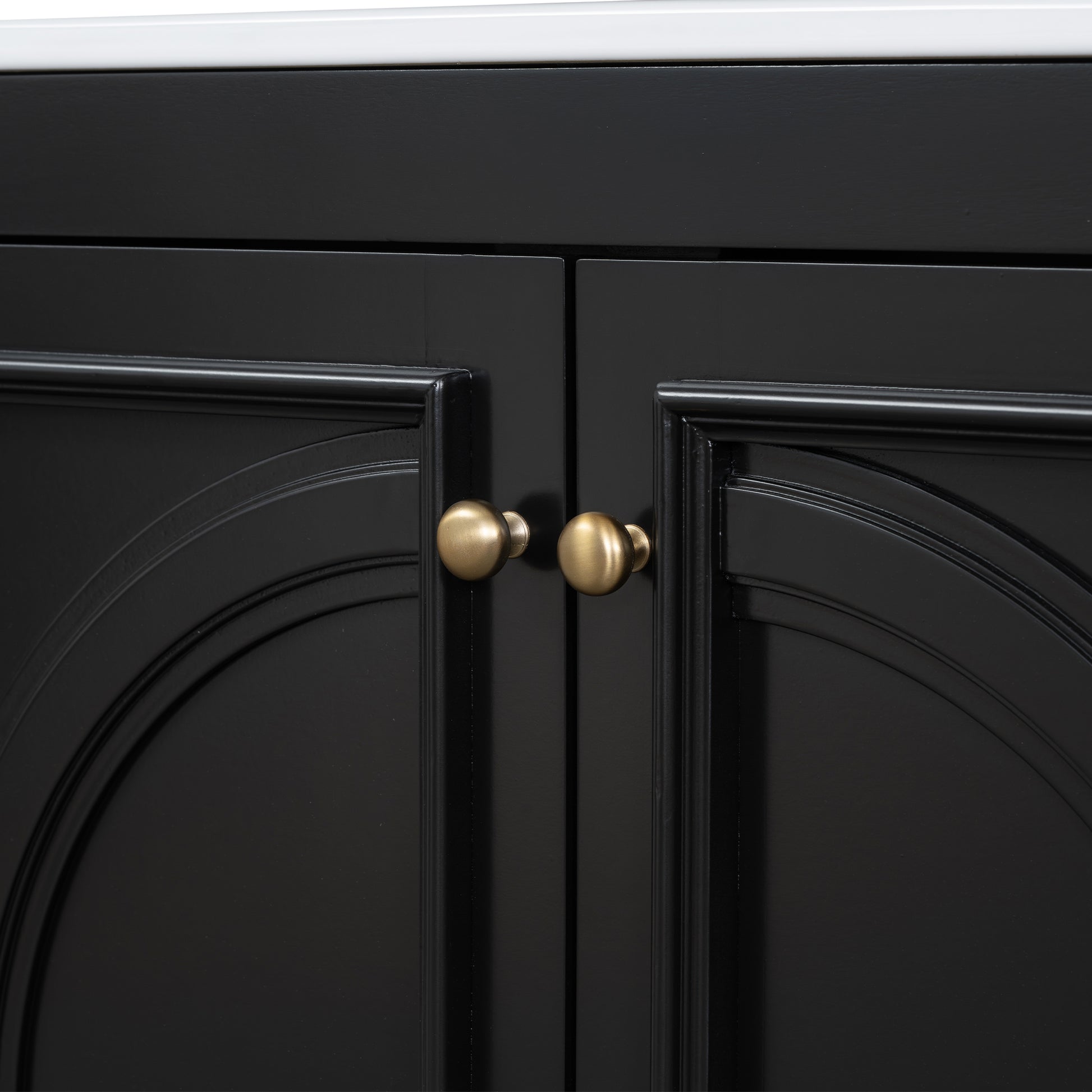 30" Bathroom Vanity With Sink, Two Doors With Shelf, Soft Close Door Hinges, Vintage Style, Black Black Ceramic Mdf,Rubber Wood