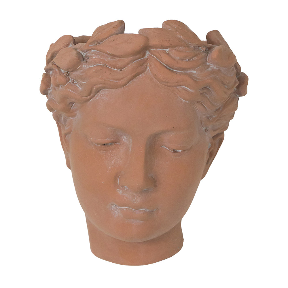 7X5.5X9" Visage Head Bust Planter, Brown Home Wall Planter Brown Garden & Outdoor Cement