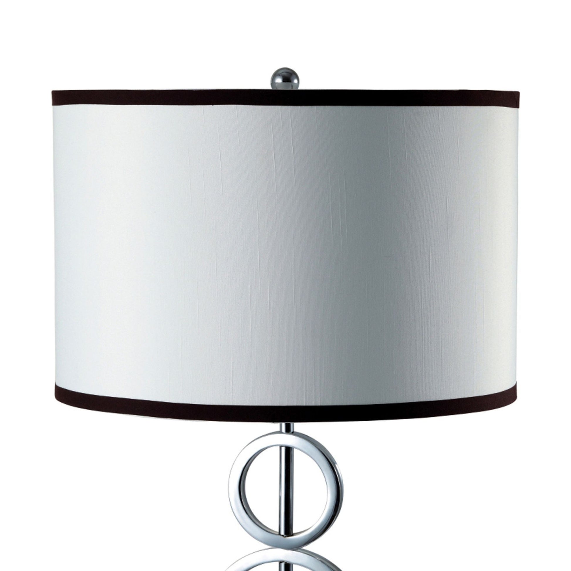 29" Tall Metal Table Lamp With Silver Finish, Ring Style, White Round Shade Multicolor Metal