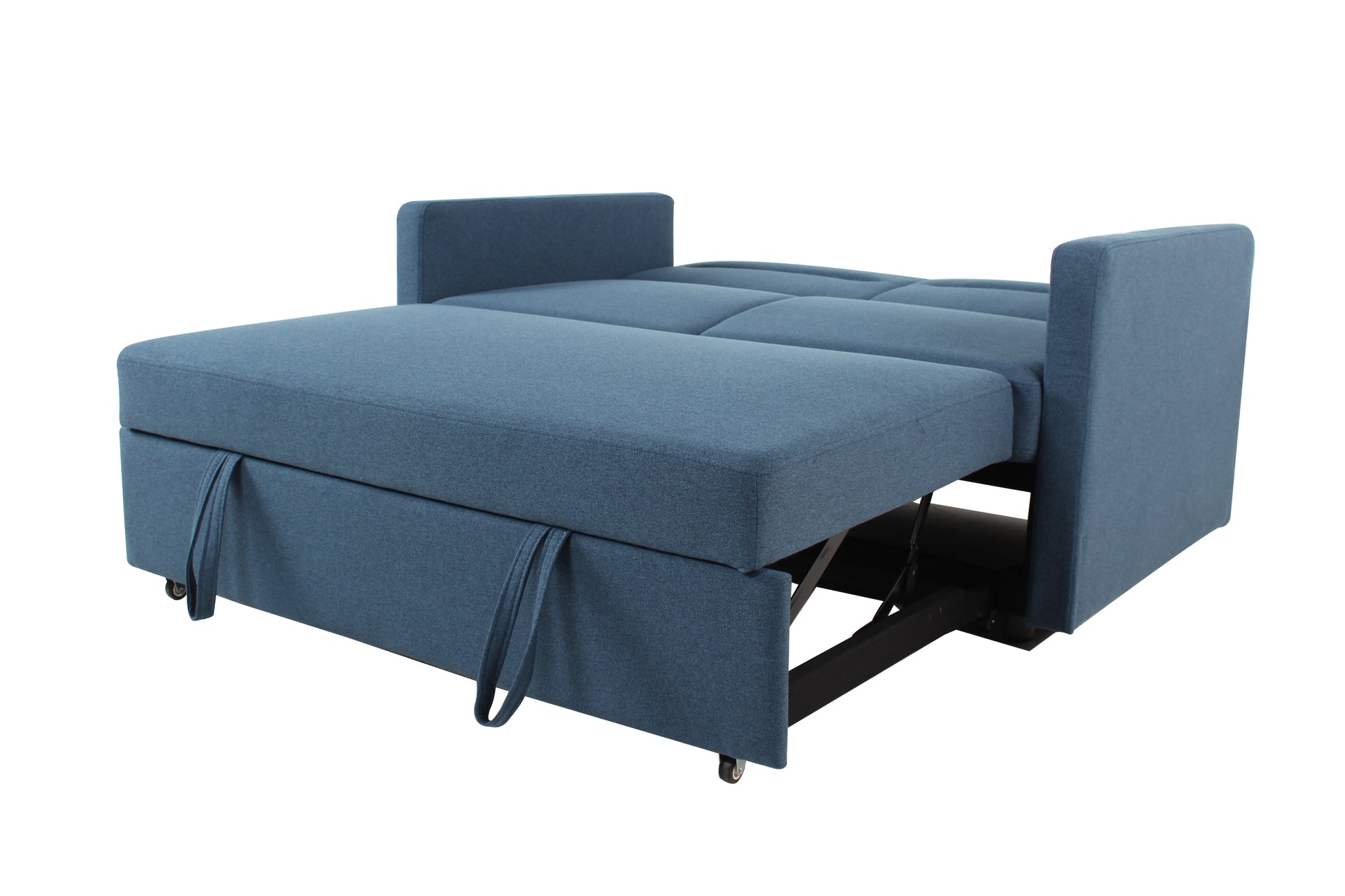 Loveseat Sleeper Pull Out Couch 3 In 1 Sofa Bed Adjustable Backrest Blue Wood Fabric