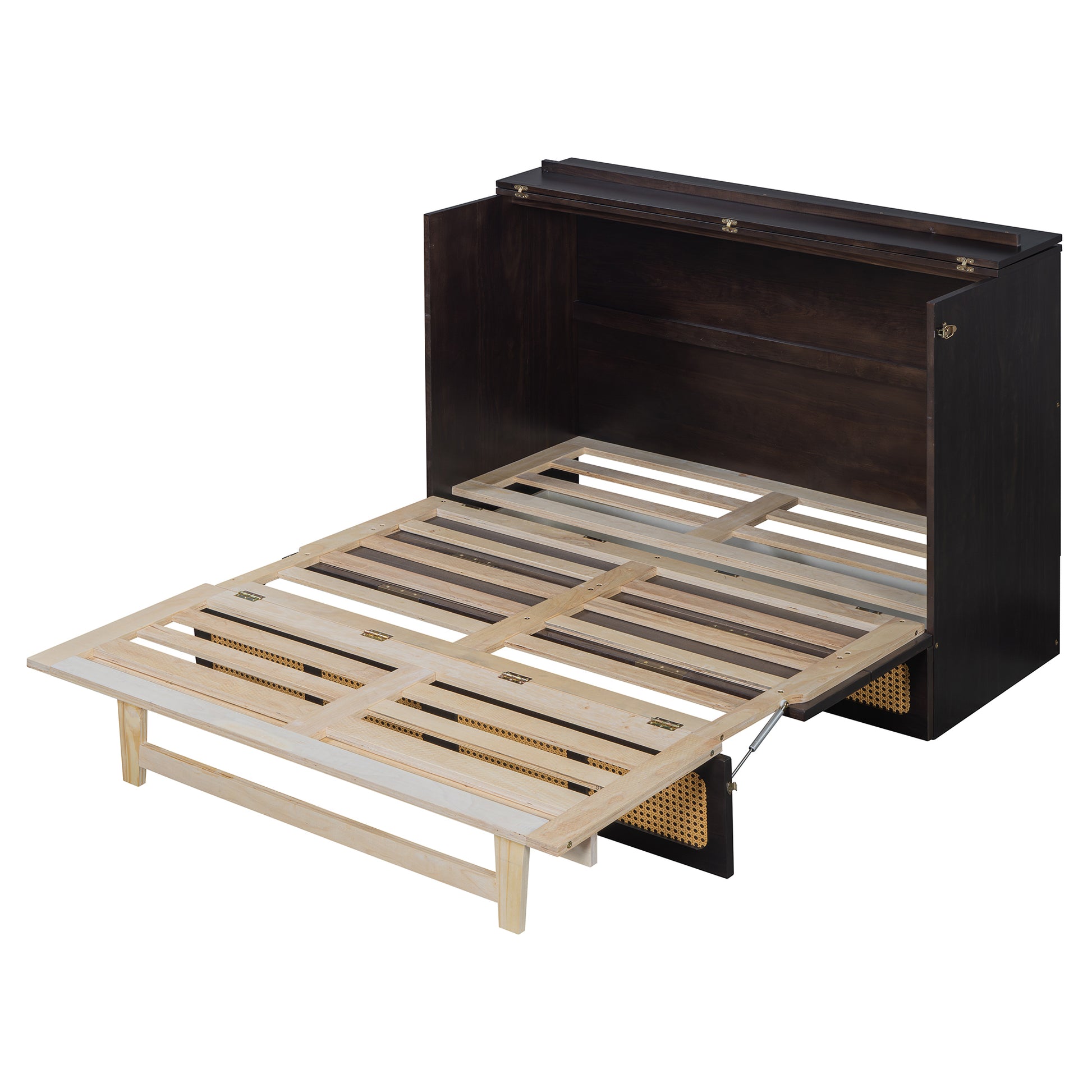 Full Size Murphy Bed With Large Drawers,Espresso Full Espresso Plywood