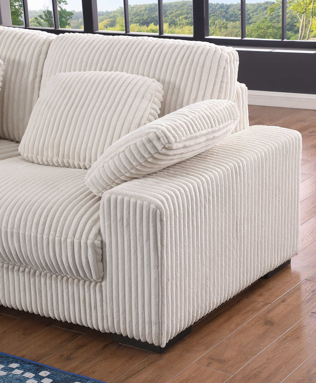 Nadine 155.5"W Beige Corduroy Modular Corner Sectional Sofa With Left Facing Chaise Beige Corduroy 6 Seat