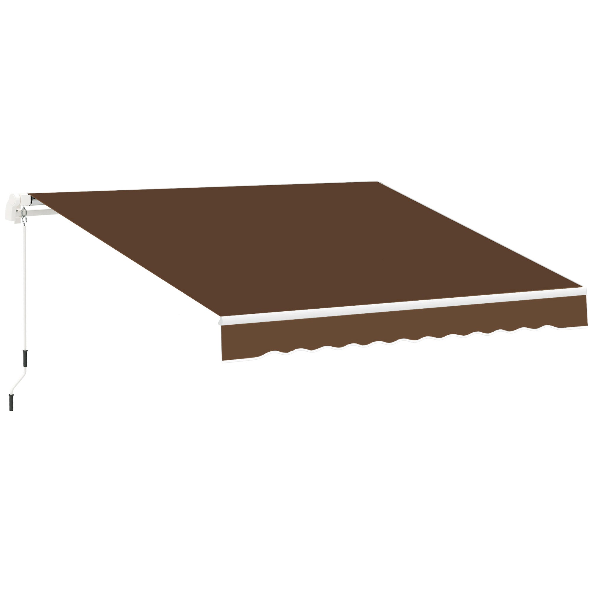 Outsunny 13' X 8' Retractable Awning, Patio Awnings, Sunshade Shelter W Manual Crank Handle, Uv & Water Resistant Fabric And Aluminum Frame For Deck, Balcony, Yard, Coffee Brown Brown Aluminum