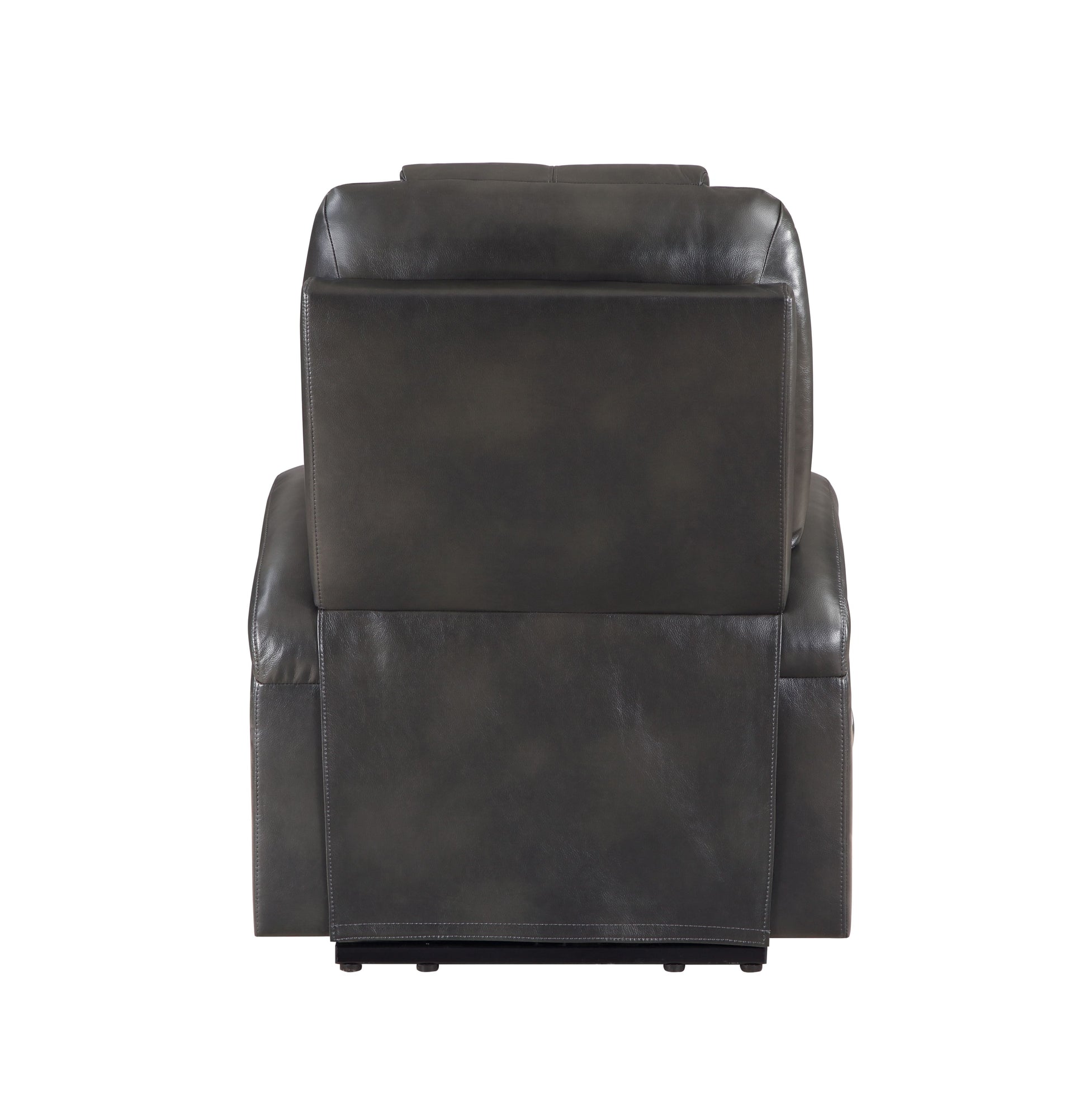 Evander Recliner W Power Lift, Gunmetal Leather Aire Lv02182 Black Leather