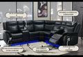 Jupiter Black Leather Sectional Black Pu 5 Seat