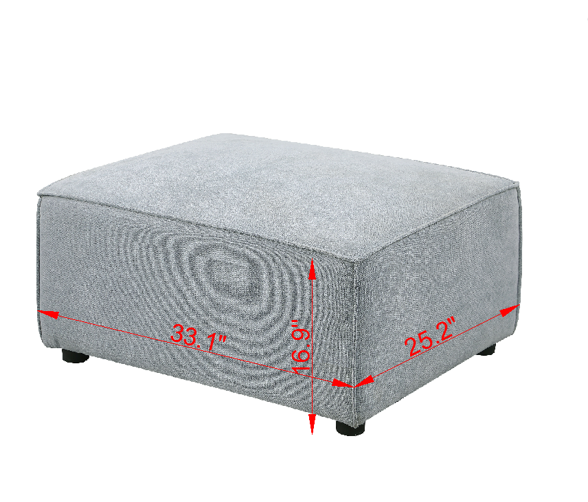 Ottoman 7513 Beige Beige Chenille Wood Primary Living Space Medium Soft Cushion Back Medium Duty American Design Eucalyptus Square Arms Carbon Fiber Chenille