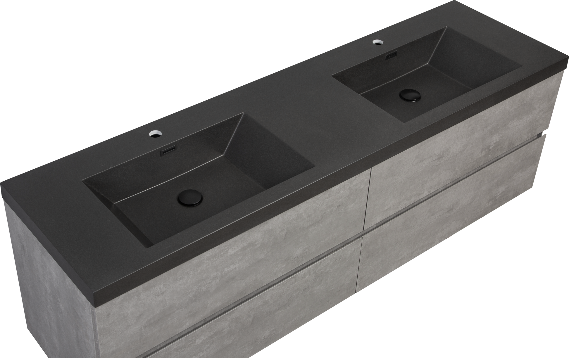 72" Floating Bathroom Vanity With Sink, Modern Wall Mounted Bathroom Storage Vanity Cabinet With Two Black Quartz Sand Top Basins And Four Soft Close Drawers, 24V12 72Gr Grey 4 Grey Wall Mounted Plywood