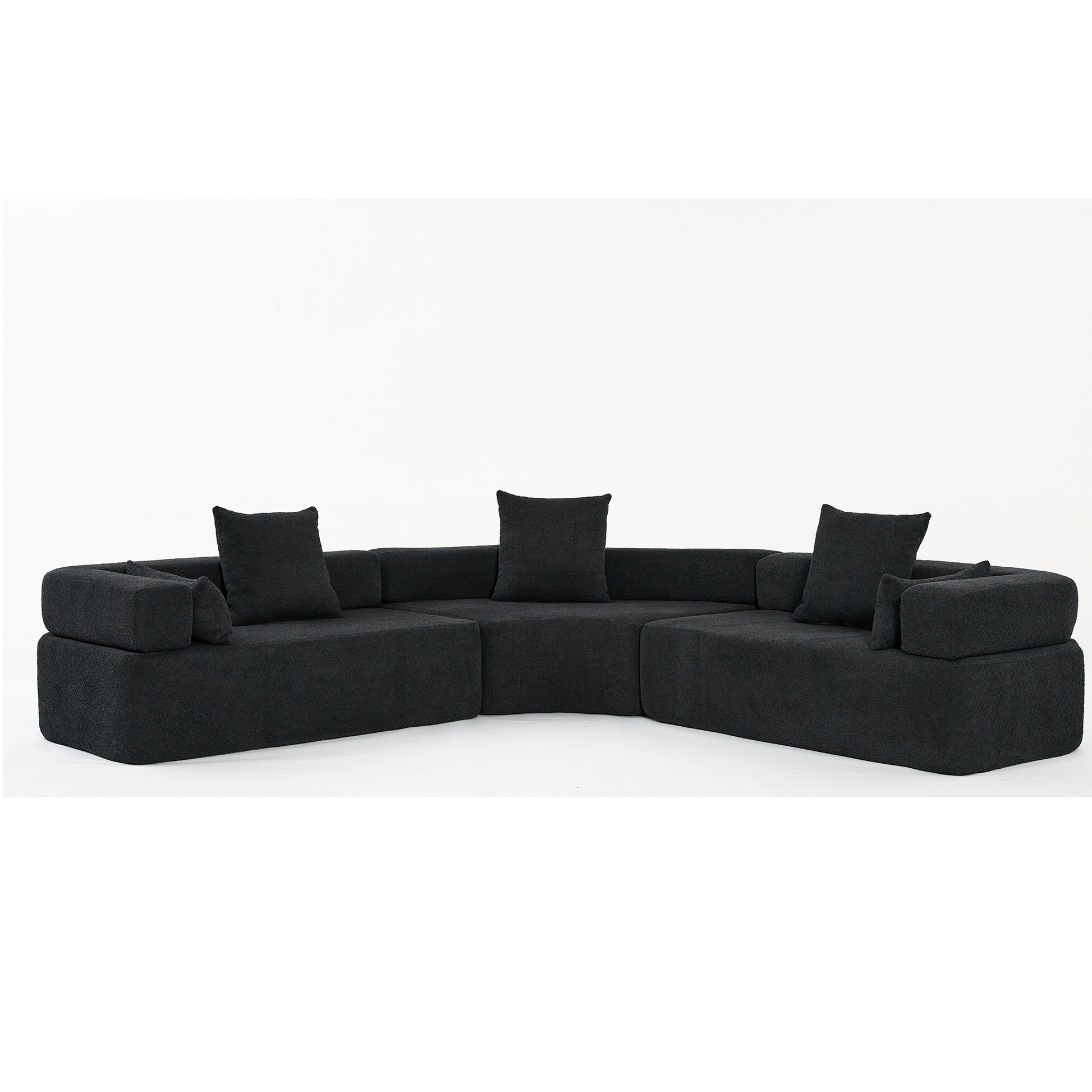 Arrived Oversized Combination Sofa,Curved Sofa,Upholstered 4 Seater Couch For Living Room, Modern Modular 3 Piece Free Combination, Semicircular Modular Sofaboucle, Black Black Polyester Primary Living Space Soft Tight Back Modern Square Arms Foam