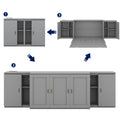 Full Size Murphy Bed With Shelves, Cabinets And Usb Ports,Gray Gray Mdf Lvl