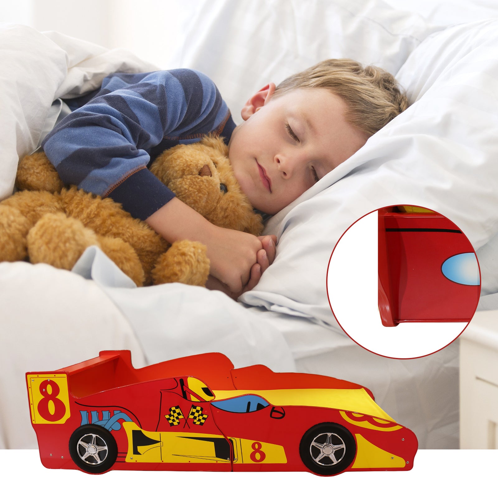 Supreme F1 Racing Car Bed Twin Red Mdf