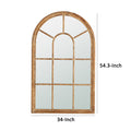 54 Inch Wall Mirror With Window Pane Design, Fir Wood, Distressed Brown Brown Wood