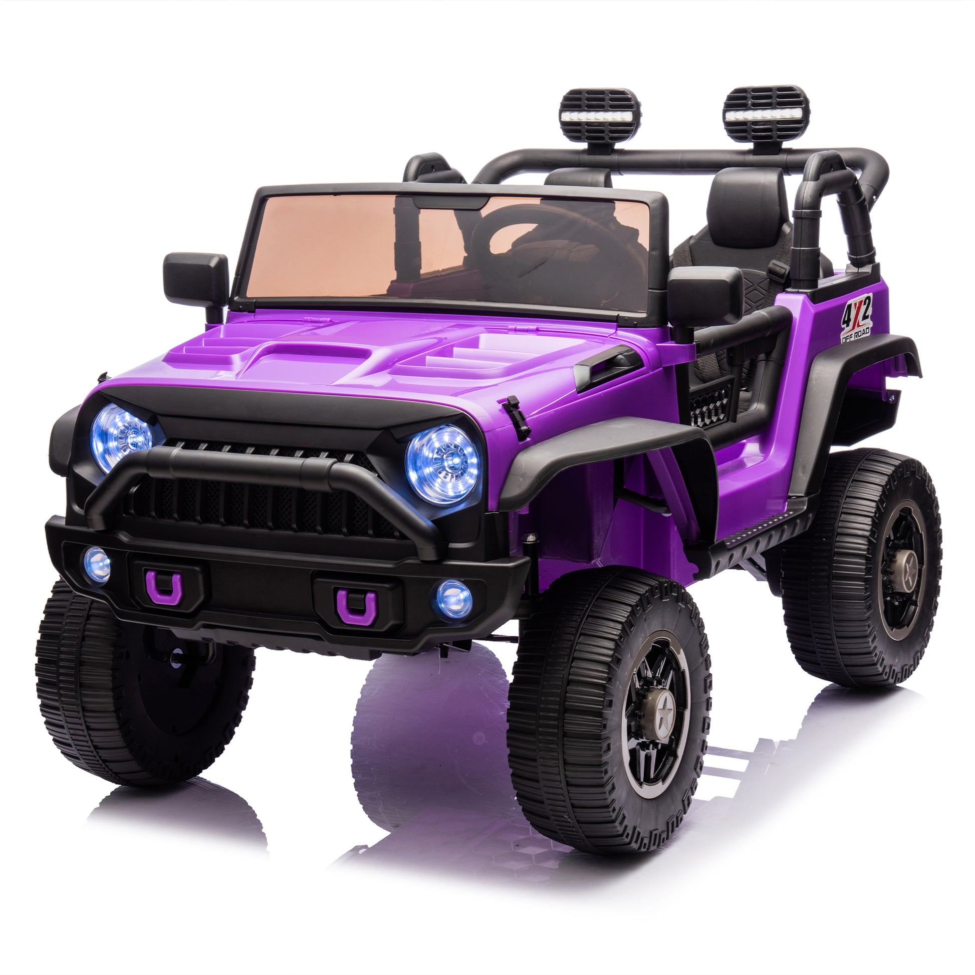 24V Two Seater Kids Ride On Truck Car W Parents Control,200W*2,Seat Width 20.28In,Four Wheel Suspension,Led Lights,Music,Mp3,Bluetooth,Two Independent Seat Belts,Suitable For Off Road For Kids Aged