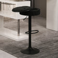 Round Storage Bar Stool Set Of 2, Black Linen Height Adjustable Barstool, 360 Counter Height Swivel Stool, Armless Bar Chair With Metal Frame For Kitchen Counter Dining Living Room Black Set Of 2 Foam Linen