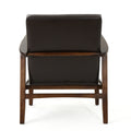Club Chair, Mid Century Modern Faux Leather Club Chair With Wood Frame Brown Pu
