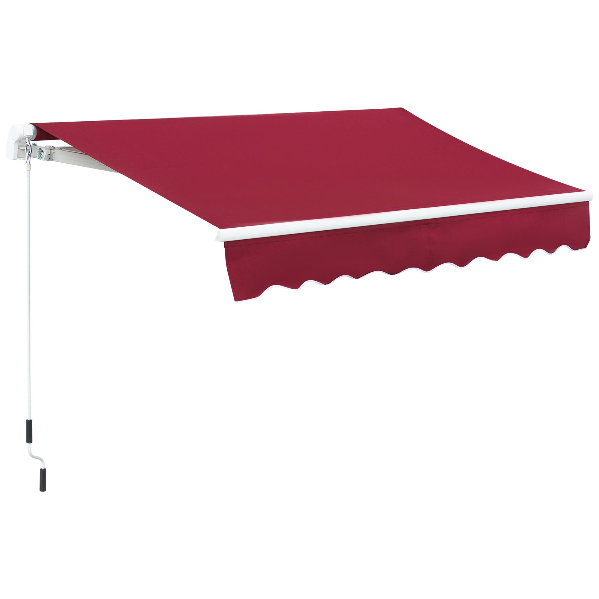 Outsunny 8' X 7' Patio Retractable Awning, Manual Exterior Sun Shade Deck Window Cover, Wine Red Red Aluminum