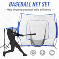 Soozier Baseball Practice Net Set With 7.5X7Ft Catcher Net, Ball Caddy, Portable Baseball Practice Equipment With For Hitting, Pitching, Batting, Catching, Blue Blue Steel