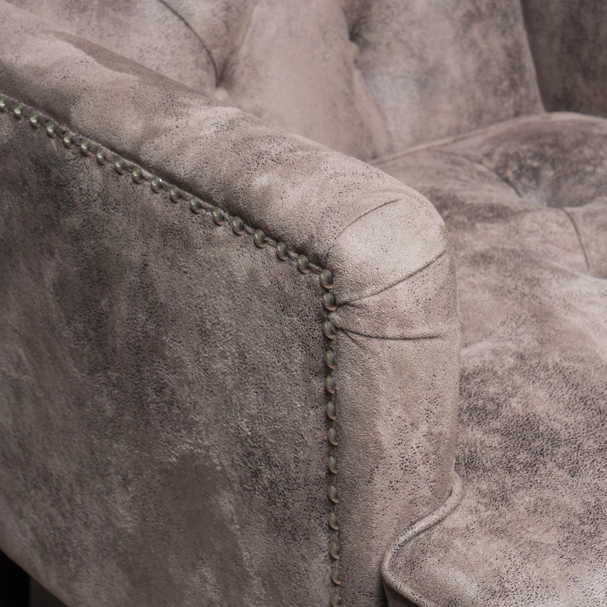 Harrison Tufted Club Chair Grey Brown Microfiber 1 Seat