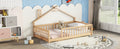 Twin House Shaped Bedside Floor Bed With Guardrails, Slats, Without Door ,Natural Twin Natural American Design Pine