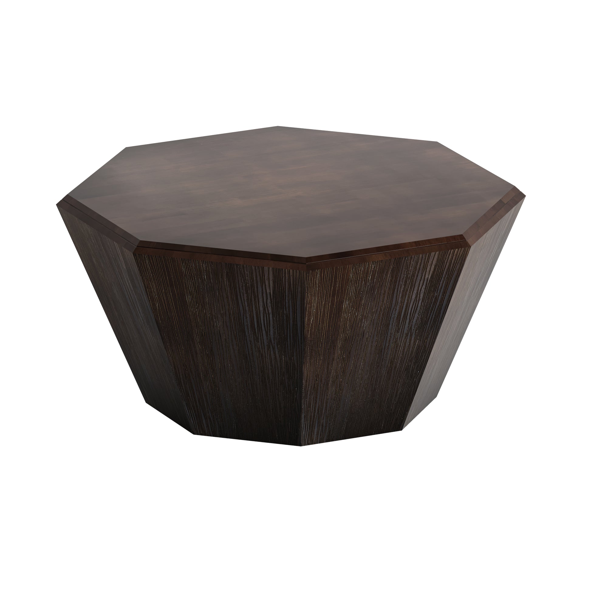 31.5 "Octagonal Black Walnut Rubber Wood Coffee Table, Coffee Table, Living Room Bedroom Walnut Rubber Wood