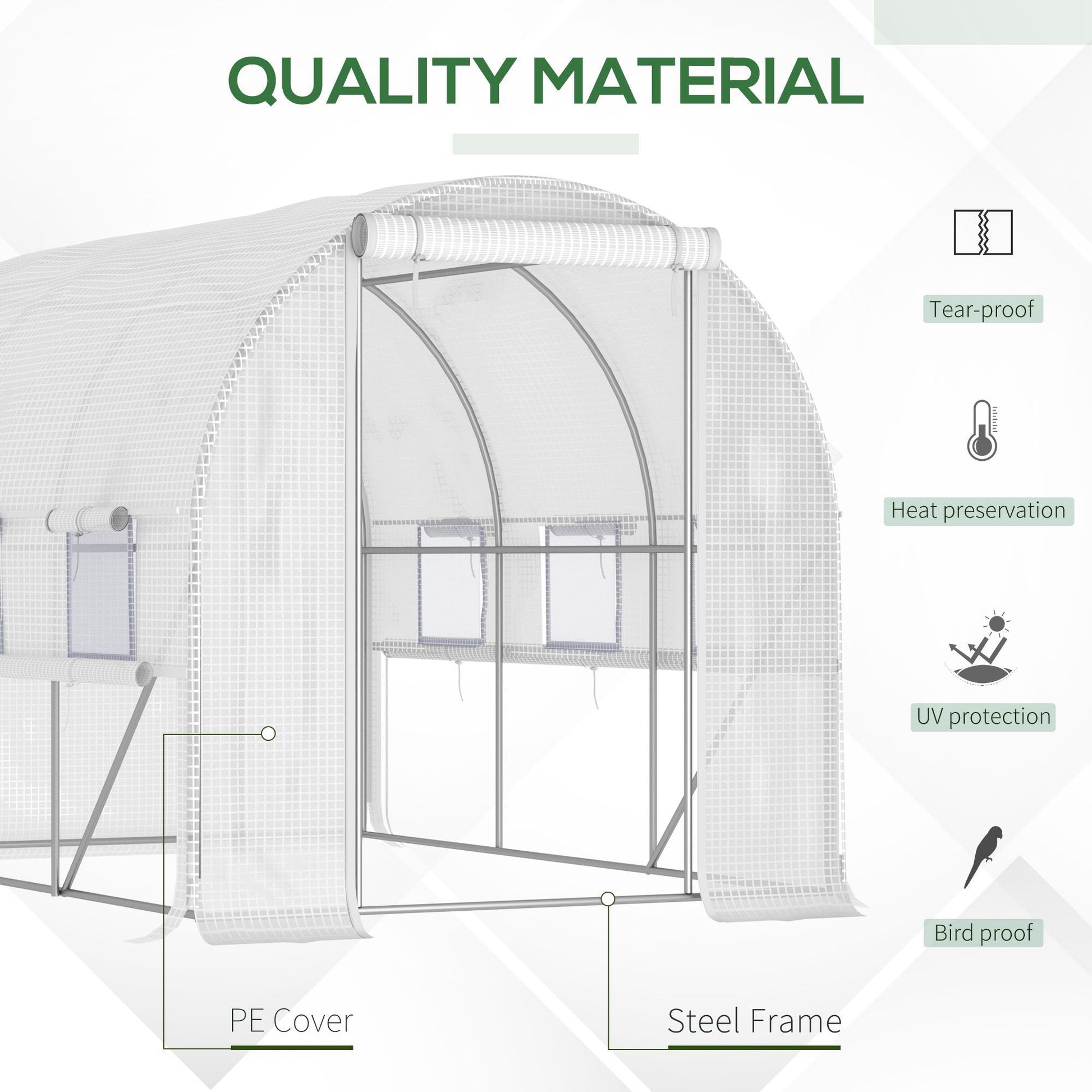 Outsunny 10' X 7' X 7' Walk In Tunnel Greenhouse, Outdoor Green House With Anti Tear Pe Cover, Zipper Doors And Mesh Windows, White White Plastic