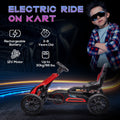 Aosom 12V Electric Go Kart For Kids, Outdoor Ride On Toy With Forward Backward Drive & Adjustable Speed, Gift For Child 3 8 Years Old, Red Red Iron Plastic