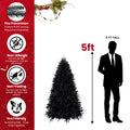 9Ft Pre Lit Black Christmas Tree, Full Halloween Xmas Artificial Tree 3176 Branch Tips, 750 Lights, Metal Hinges, Foldable Base, Holiday Decoration Black Black Polyethylene