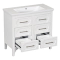 36'' Bathroom Vanity With Resin Sink Combo, Free Standing Single Vanity Set With Four Drawers, Solid Wood Frame Bathroom Storage Cabinet 4 White Bathroom Solid Wood Mdf Resin Painted