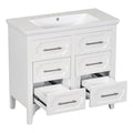36'' Bathroom Vanity With Resin Sink Combo, Free Standing Single Vanity Set With Four Drawers, Solid Wood Frame Bathroom Storage Cabinet Same As Sw000128Aak White Bathroom Modern Solid Wood Mdf