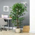 Homcom 6Ft Artificial Ficus With Pot, Indoor Outdoor Fake Plant For Home Office Living Room D Cor Green Plastic