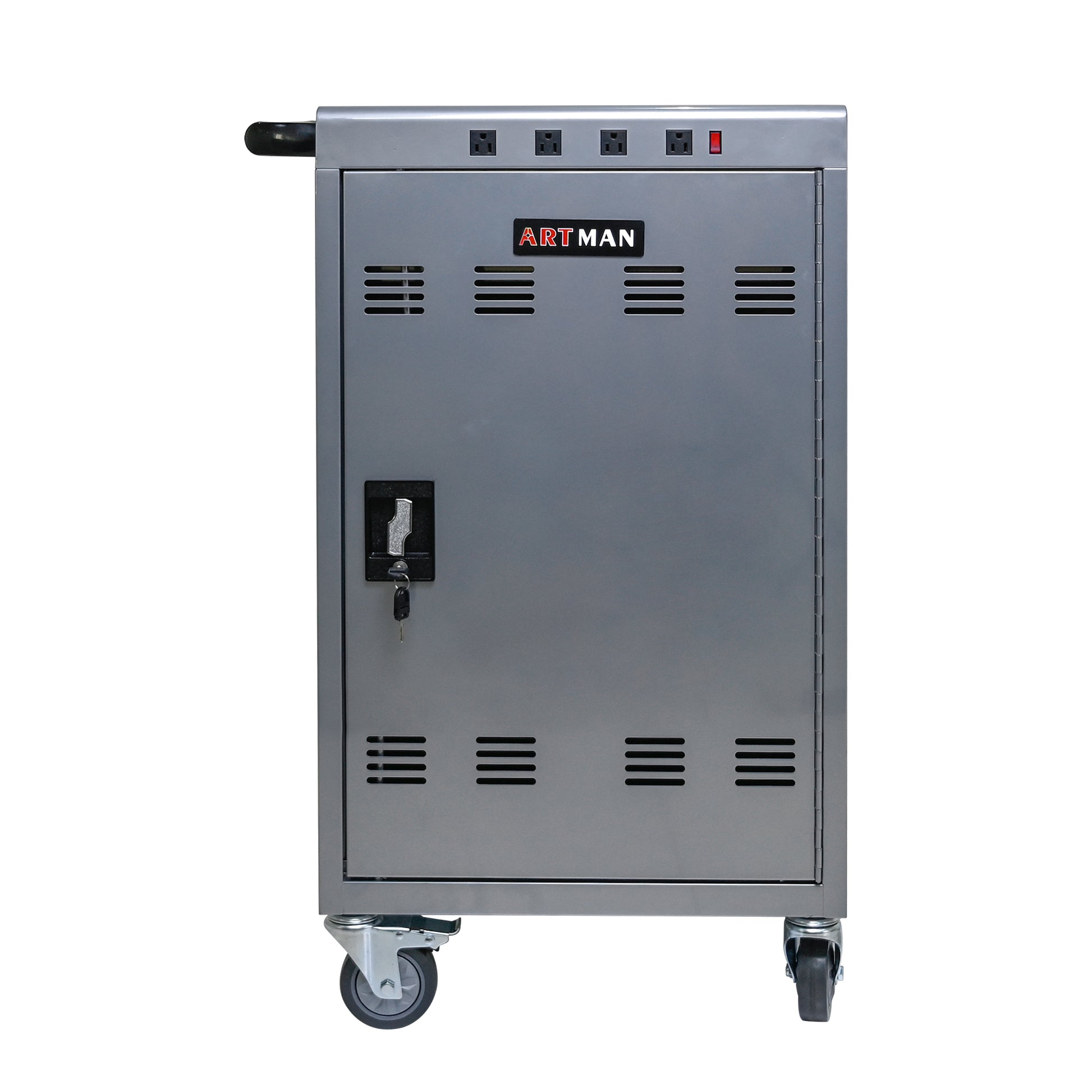 Mobile Charging Cart And Cabinet For Tablets Laptops 35 Device B30Plus Silver Silver Steel Metal