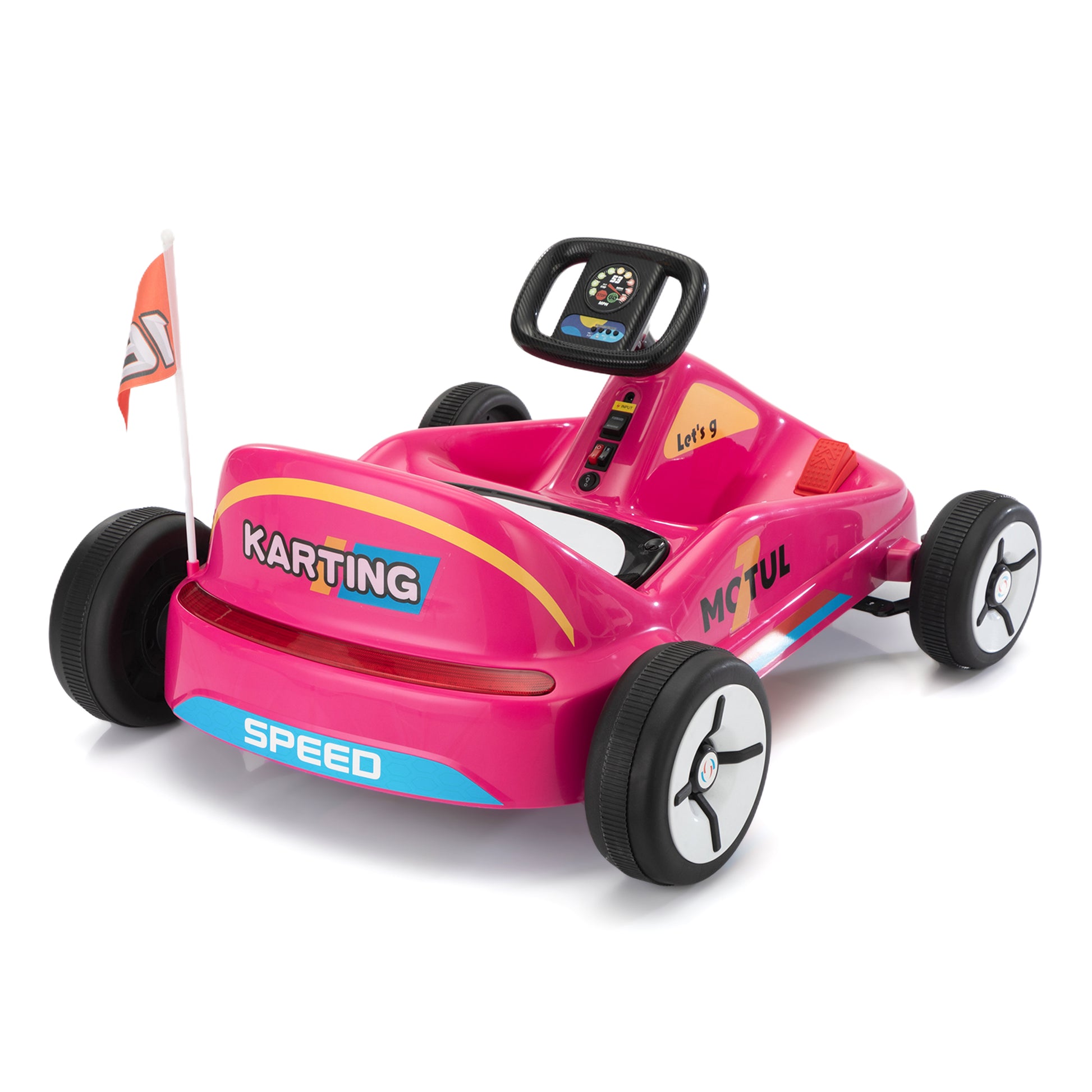 12V Kids Ride On Go Kart, Electric 4 Wheeler Car With Remote Control, Cushioned Seat, Led Lights, Mp3 Music, Bluetooth, Pedal Control, Battery Powered Vehicle For 3 8 Years Old, Rose Red Rose Red Polypropylene