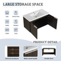 36 Inch Bathroom Cabinet With Resin Sink,Soft Close Doors,Float Mounting Design Silver Brown Stripe Bathroom Modern Plywood Plywood