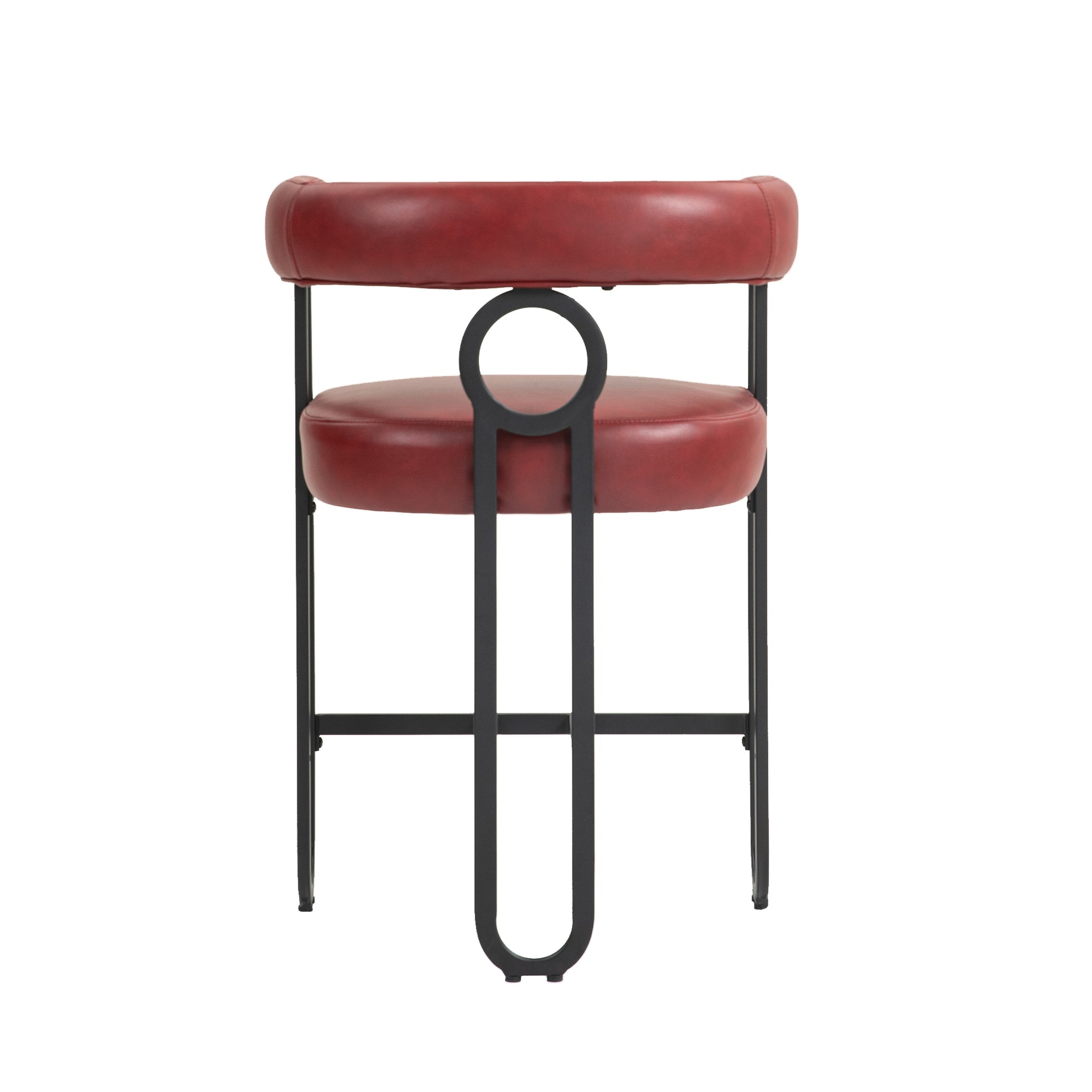 Coolmore Bar Stools Set Of 2, Modern Bar Stool With Back, Black Metal Frames, Upholstered Bar Stools For Kitchen Island, Pub, Club Wine Red Pu Wine Red Foam Pu Leather