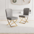 Dining Chair Set Of 2, Grey Velvet Backrest And Golden Metal Legs.For Modern Kitchen Dining Room Chair For Kitchen Living Modern Decorative Leisure Chairs Office Chairs Grey Dining Room Modern Foam Velvet