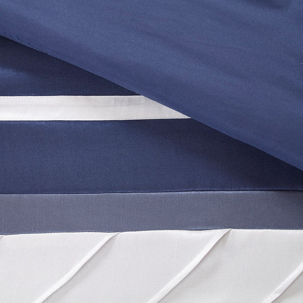 7 Piece Comforter Set Navy Queen Queen Navy Polyester