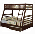 Jason Espresso Finish Twin Full Bunk Bed Espresso Synthetic Wood