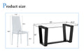 Table And Chair Set.A Rectangular Dining Table Features With Tempered Glass Top And Sleek Black Mdf Stand.Paried With 6 Pu Chairs With Checkered Armless High Back And Electroplated Metal Legs. Transparent,White Seats 6 Mdf Glass